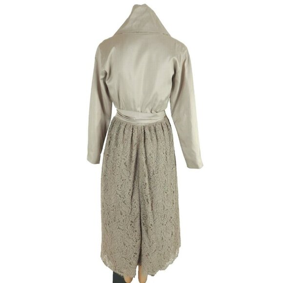 Vintage Catherine Regehr Silk Taffeta & Lace Gown S Green Dress Bow VTG - Picture 10 of 16